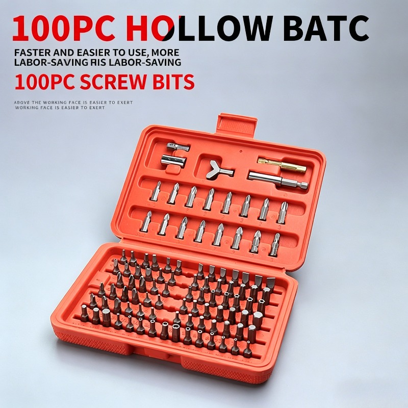 Car Workshop Tools Kit - 100PCS Screwdriver Bit Set, Hollow Security
