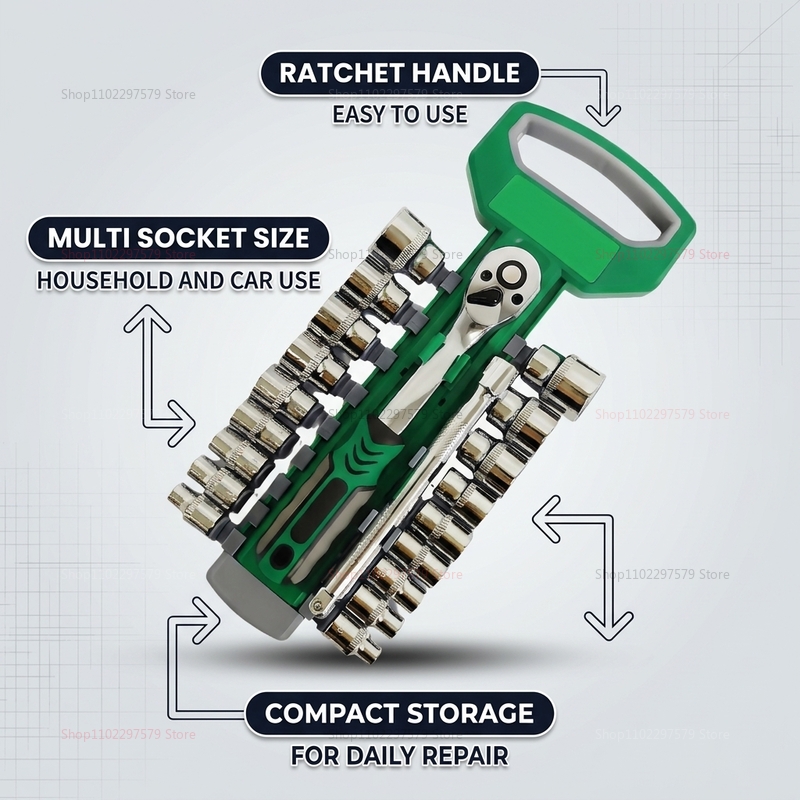 1/4 3/8 Inch Ratchet Socket Se - Car Workshop Tools Kit review and price