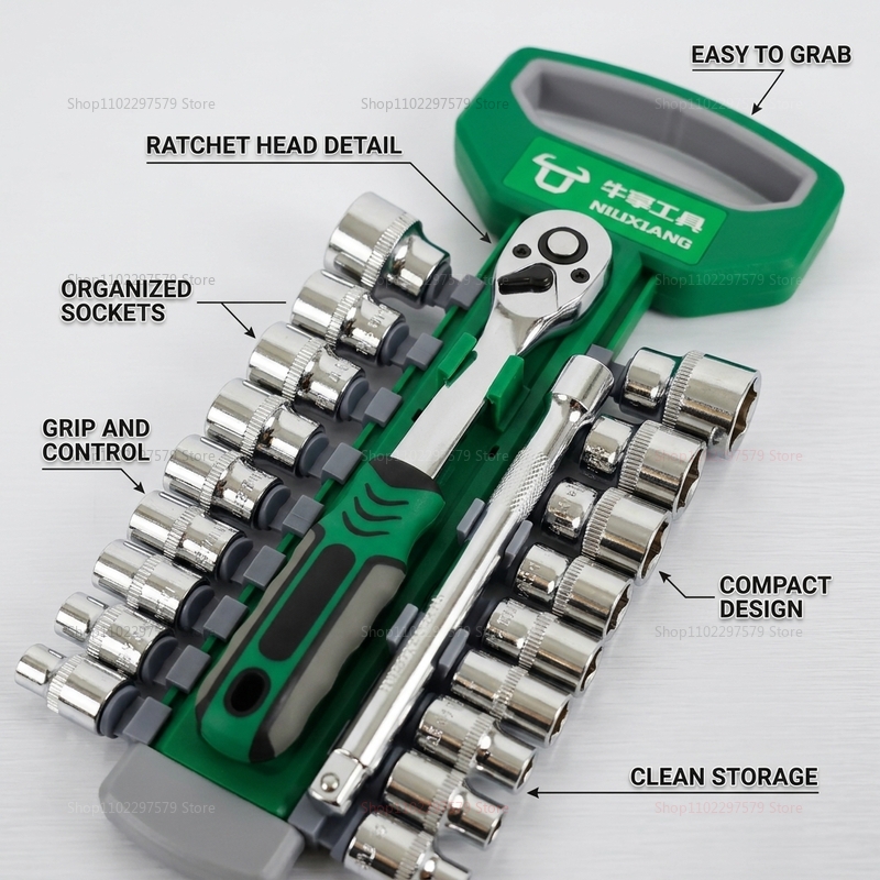 1/4 3/8 Inch Ratchet Socket Se - Car Workshop Tools Kit review and price