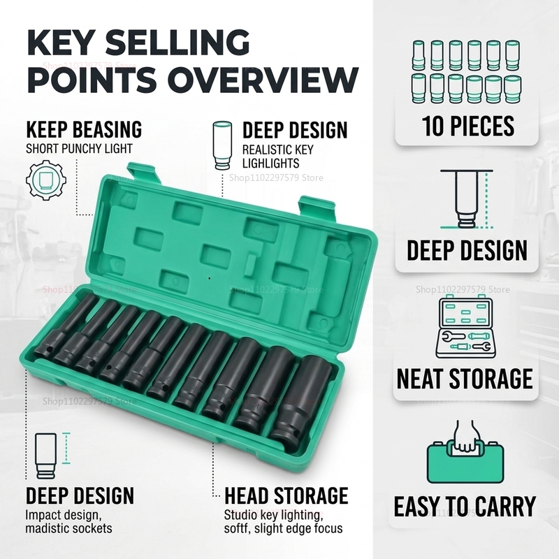 10pcs Socket Wrench Set 8-24mm - Car Workshop Tools Kit review and price